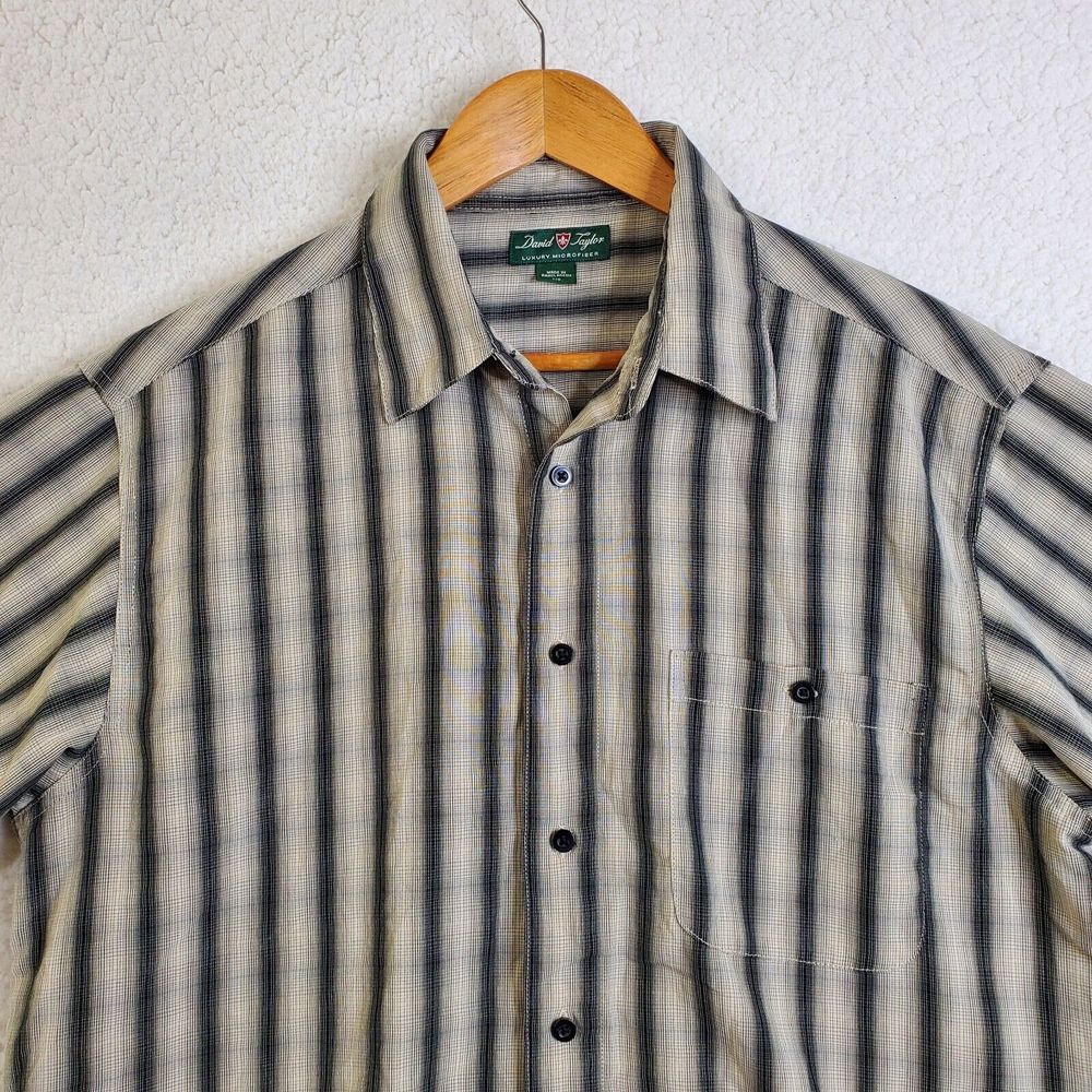 David Taylor Short Sleeve Shirt Adult Men Large Button Up Luxury Microfiber